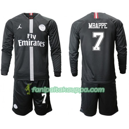 Jalkapallo Peliasut Paris Saint-Germain MBAPPE 7 Jodan Musta Lasten Kolmas Pelipaita 2018/19 Pitkähihainen